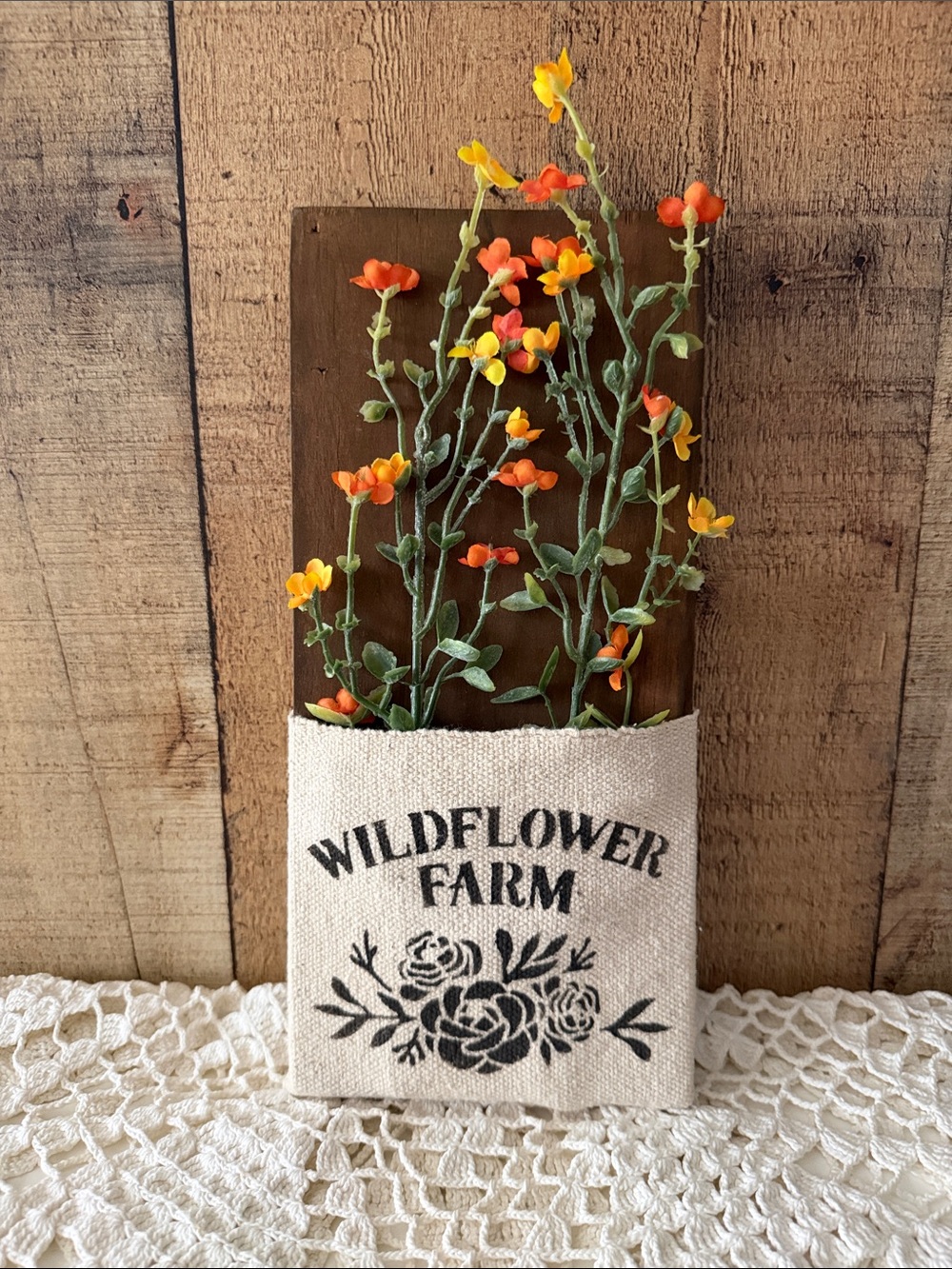 Rustic Handmade Wildflower Wall Pocket